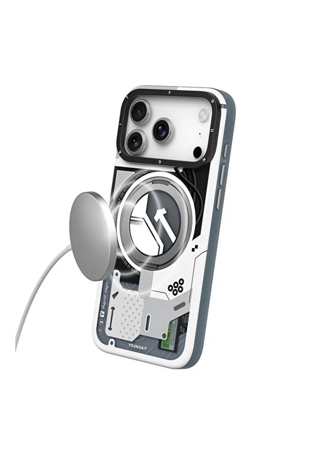 YOUNG KIT Youngkit StarShip Series Magnetic Rotating Stand Model For iPhone 17 Pro Max - White Wing - Image 3